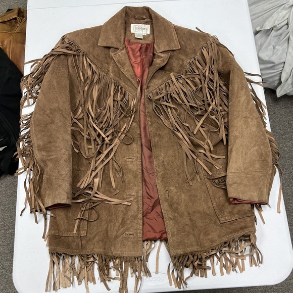 Cedars Jackets & Blazers - Cedars Fringe Suede Jacket Womens S Brown Western Boho Leather Coat Vintage